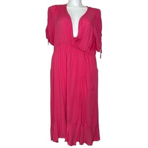 Torrid midi pink Swiss dot short sleeve dress NWT 2X